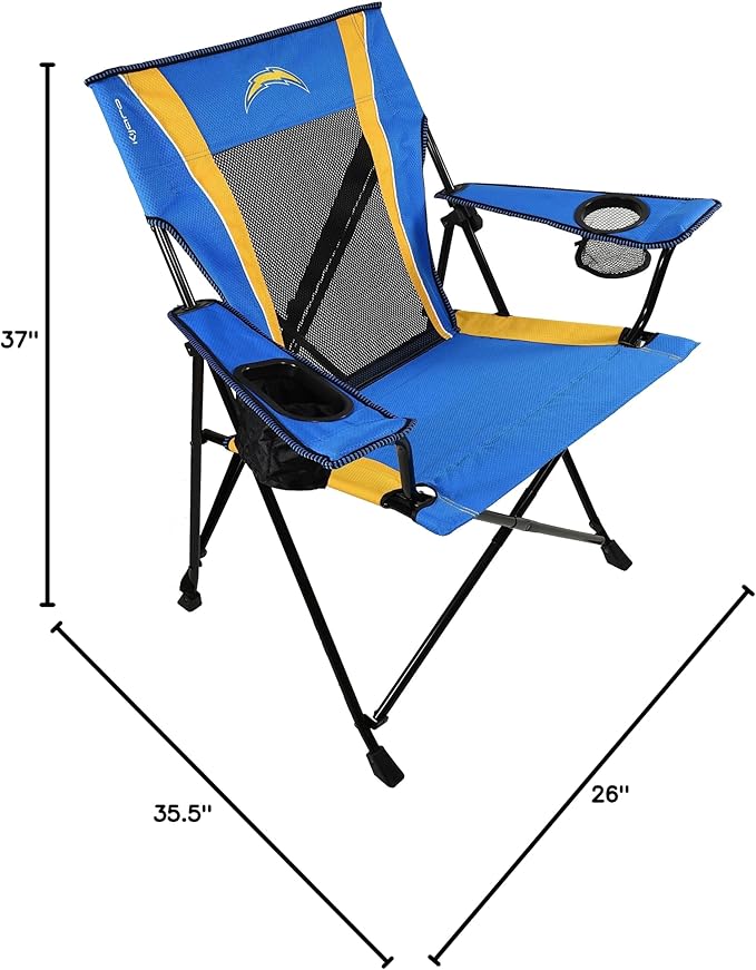 Kijaro Sports Fan Folding Chair, 26" L x 35.5" W x 37" H, Los Angeles Chargers