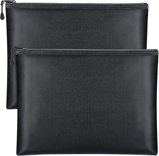 Epakh 2 Pack Fireproof Document Bags 13.4 x 9.4 Inch Waterproof and Fireproof Money Bag Document Holder with Zipper Fireproof Safe Storage Bag for A4 Documents, Money, Passport and Tablet