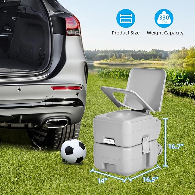 YITAHOME Portable Toilet 5.8 Gallon, Travel RV Porta Potty with T-Type Water Outlets, Anti-Leak，Press Water Pump for Camping, Boating, Hiking, Truck Travel, Trips