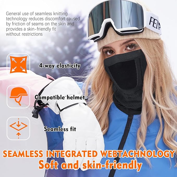 Winter Neck Warmer Gaiter Ski Face Mask, Breathable Fleece Balaclava Windproof Cold Weather Scarf
