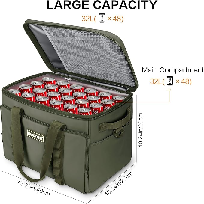 Soft Insulated Cooler Bag Collapsible Large Travel Coolers Soft Sided Coolers Ice Chest, Leakproof, Waterproof