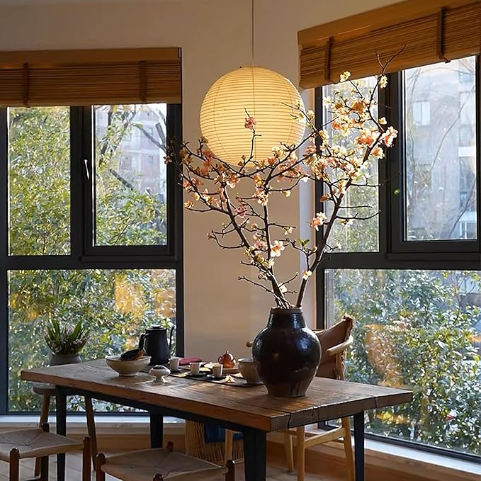 White Round Paper Lanterns, 15.75" Large Hanging Paper Lamp Shade, Chinese/Japanese Paper Lantern Pendant Light for Party Decoration, Home Decor Paper Ceiling Lampshade(2 Pack)