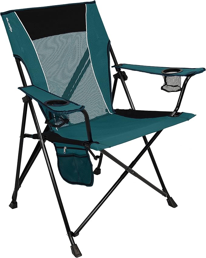 Kijaro Dual Lock Folding Camp Chair - Versatile Sports Chair With Locks Position for Outdoors - Cayman Blue Iguana