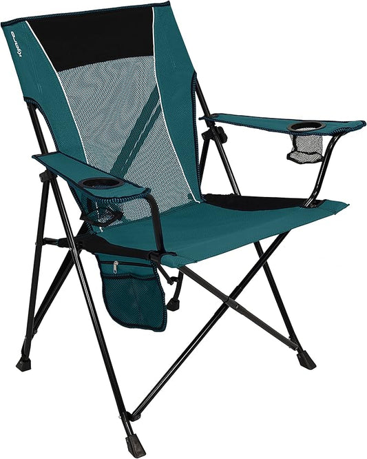 Kijaro Dual Lock Folding Camp Chair - Versatile Sports Chair With Locks Position for Outdoors - Cayman Blue Iguana
