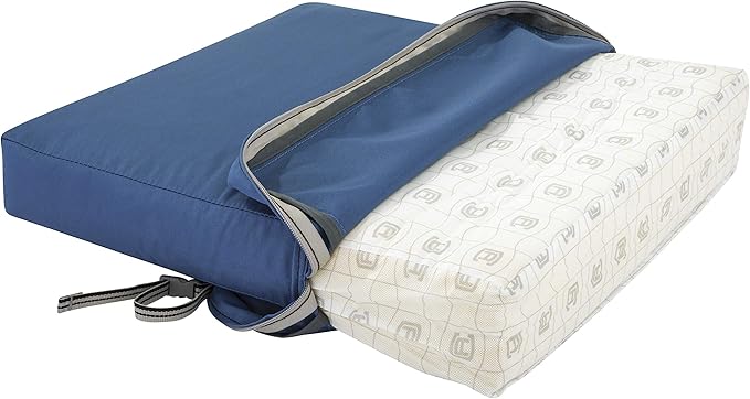 Classic Accessories Ravenna Water-Resistant 25 x 25 x 5 Inch Square Patio Seat Cushion Slip Cover & Foam, Empire Blue, Lounge Chair Cushion