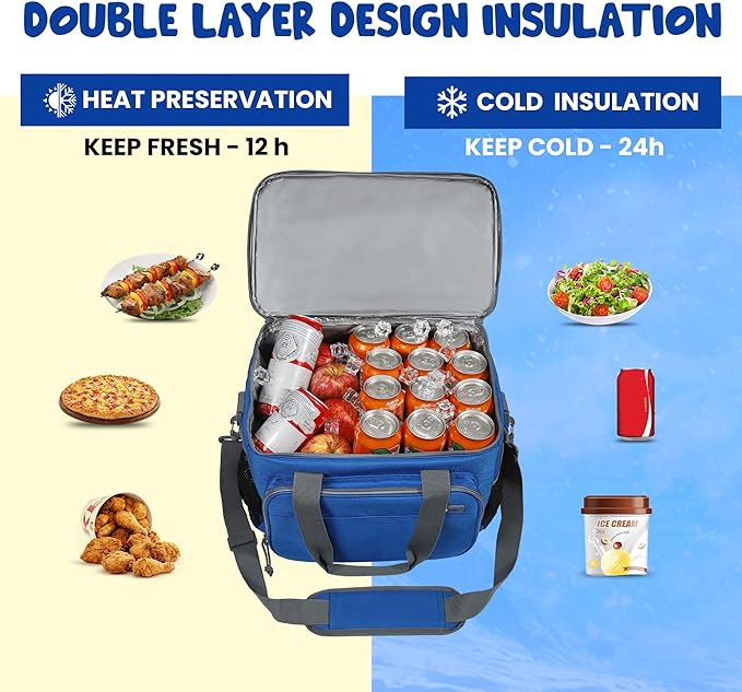 Large Cooler Bag 40-Can Capacity - Portable Soft Cooler Bags Insulated for Travel, Leakproof Collapsible Coolers for Picnic, Beach, Camping & Road Trips, Food & Drinks Travel Cooler Bag