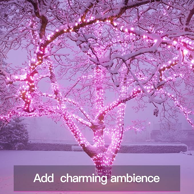 suddus Pink Fairy Lights Battery Operated Outdoor Waterproof, 33ft 100 Led String Lights with Remote, Twinkle Lights for Bedroom, Dorm, Tapestry, Christmas, Party Decorations