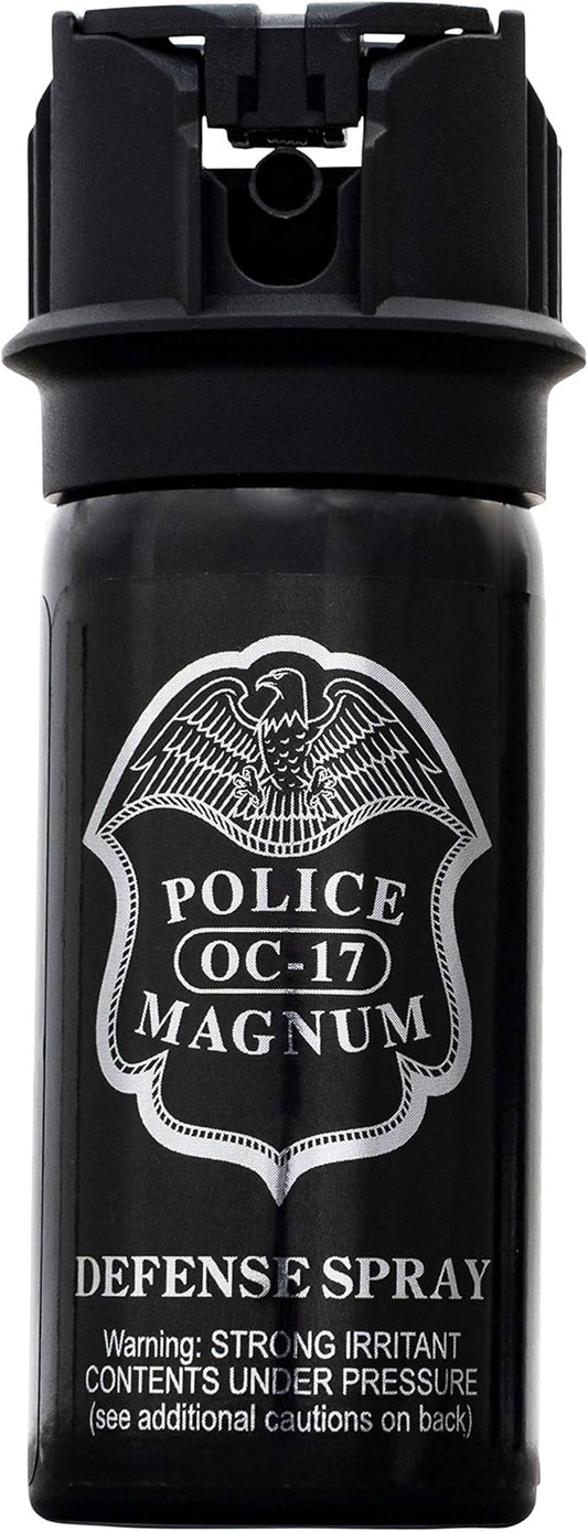 POLICE MAGNUM Pepper Spray Self Defense- Max Strength- 16ft Range- Portable Law Enforcement Unit - Made in The USA - 1 Pack 2oz Flip Top