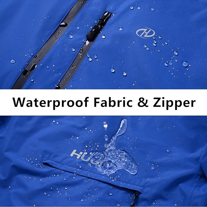 Men's Cycling Running Rain Jacket Lightweight Waterproof Biking Hiking Windbreaker Raincoat Reflective Packable