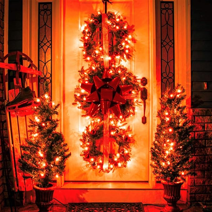 JMEXSUSS 250 LED Orange and Purple Christmas String Lights Indoor Outdoor Waterproof for Garden Patio Party Halloween Christmas Decorations