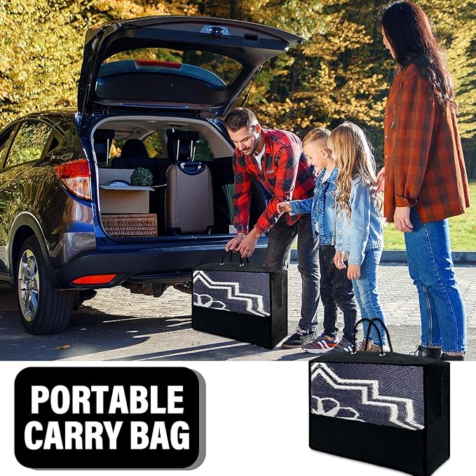 Outdoor Rug 6x9Ft, Waterproof Outdoor Patio Rug for House Deck Reversible Plastic Straw Mat for RV Camping Picnic Beach Balcony (Blue White)