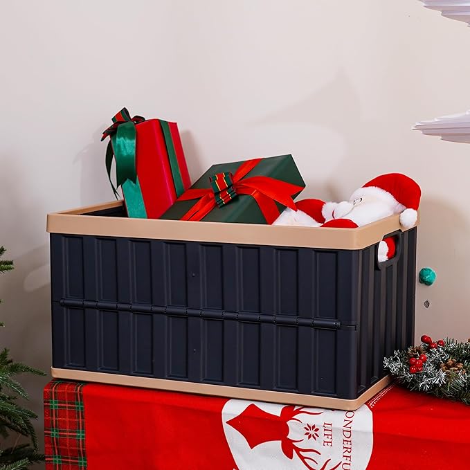 Citylife 64L Collapsible Storage Bins with Lids Plastic Storage Containers for Organizing Stackable Storage Box Large Heavy Duty Utility Crates, 4 Packs