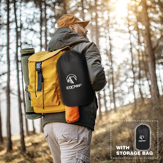 REDCAMP Large Outdoor Camping Blanket with Sherpa Lining, Waterproof and Windproof Cold Weather Blanket for Camping Stadium, Machine Washable 79"x 79" Blue