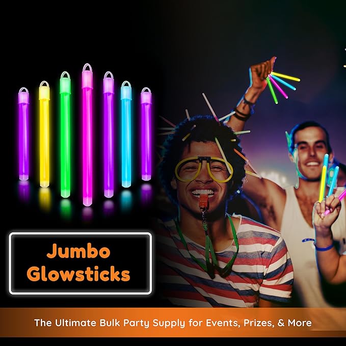 Glow Fever Glow in The Dark Sticks - 100 ct 6" Glow Sticks Bulk Party Pack with End Caps & Lanyards - Glow Party Favors for Concert, Festival, & Wedding - Neon Light Sticks, Pink