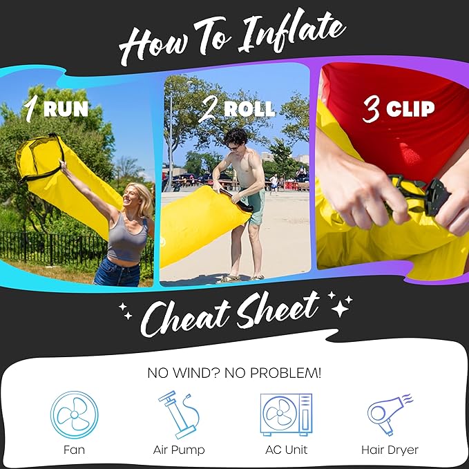 Nevlers Inflatable Lounger | 210T Polyester Inflatable Chair | No-Pump Blow Up Couch | Camping Couch Air Sofa Bed w/ 450 lbs. Cap., Pockets & Matching Bag | Use as Inflatable Couch for Adults & Kids