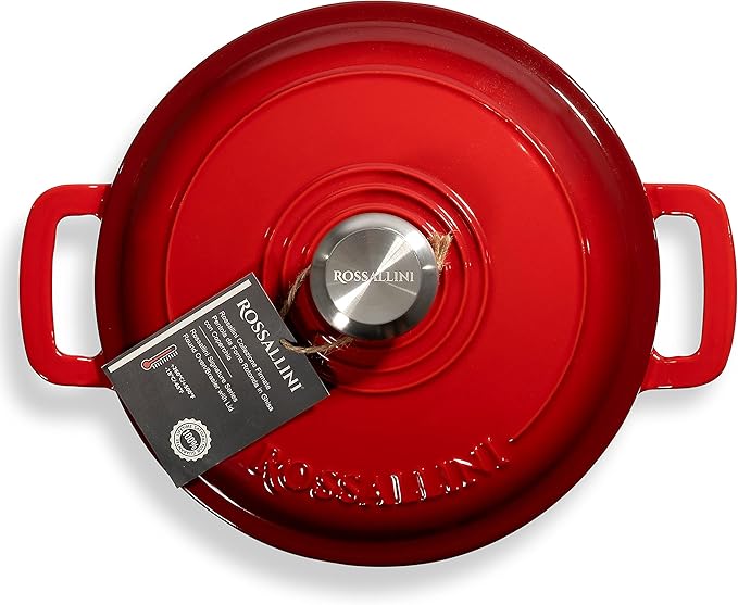 Signature Enameled Cast Iron Dutch Oven, Non-Stick Serving Pot with Tight Fitting Lid for Perfect Roasting, Baking, Sauteing, and Bread Making | 2Q (1.9L) - Red
