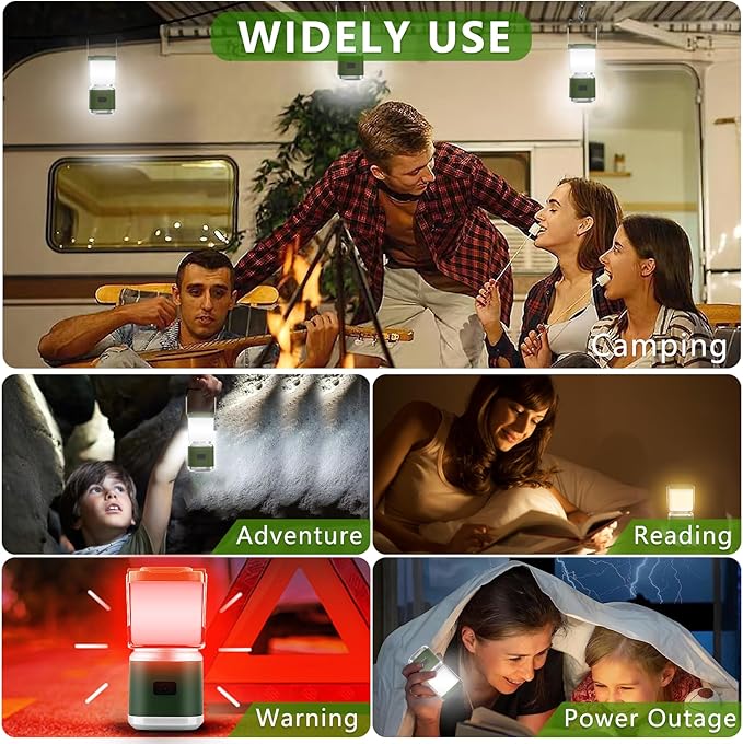 Portable Camping Lantern Rechargeable -4inch, 2000LM LED Camping Lights Lantern with Redlight&20Hours Runtime& Stepless Dimming, Hurricane Emergency Lights for Power Outages, Waterproof Camping Lamp
