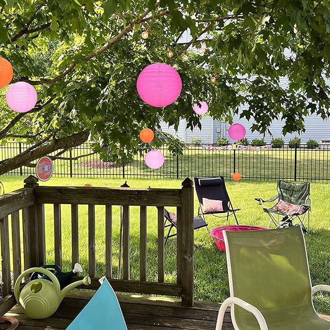 12Pcs Round Paper Lanterns Assorted Sizes (6" 8" 10" 12") for Home Decor, Restaurant, Church, Wedding, Birthday Party Decorations, Hanging Chinese Japanese Paper Lantern Lamps (3 Colors)