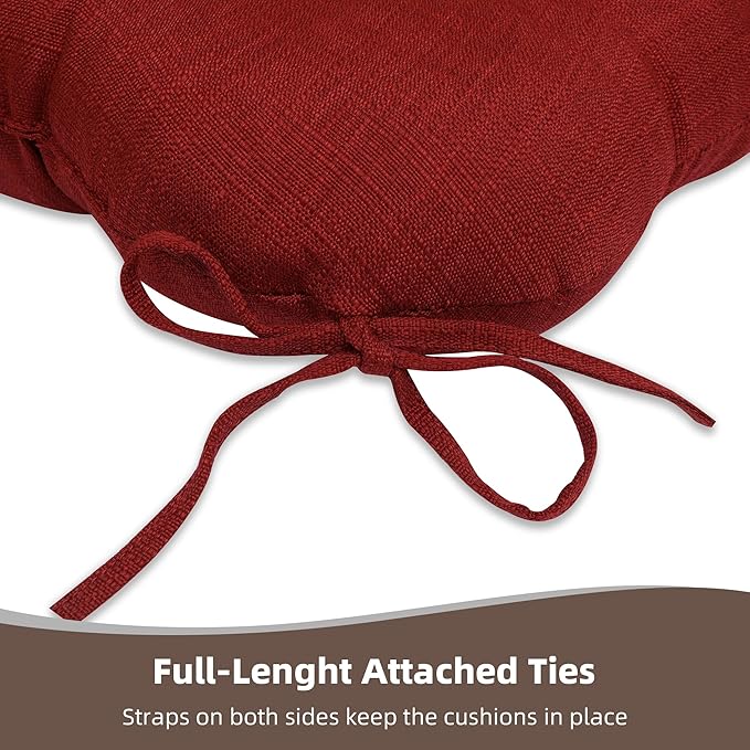 RACE LEAF 17" x 17" Patio Chair Seat Pads Red - Outdoor/Indoor Patio Cushions Set of 2 - Replacement Cushions for Chairs and Seating - Olefin Seat Pads for Porch, Deck, and Garden Seats