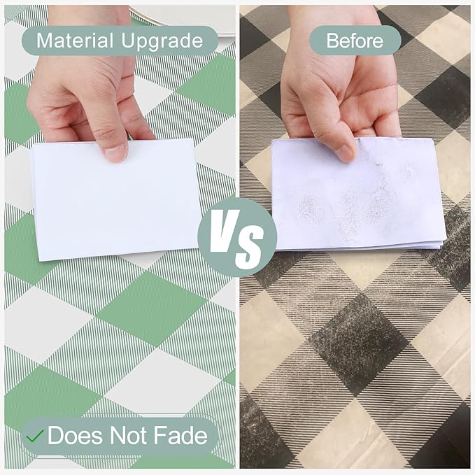 misaya Rectangle Waterproof Vinyl Table Cloth, Buffalo Flannel Backed Tablecloth, Wipeable Plastic Table Cover for Dinner, Kitchen, Outdoor (60" x 102", Sage Green and White)