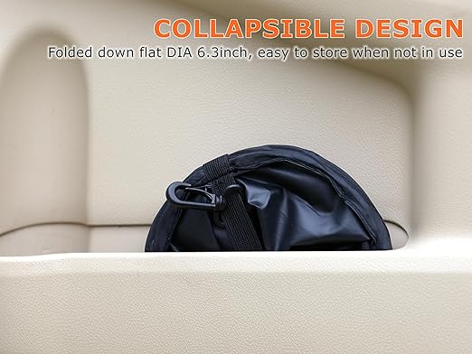 Ginsco 2Packs 1 Gallon New Leakproof Car Trash Can, Mini Trash Can Pop-up Collapsible Hanging Car Trash Bin with Hook and Loop, Waterproof PEVA Liner Open-Top Garbage Can for Cars Home Office