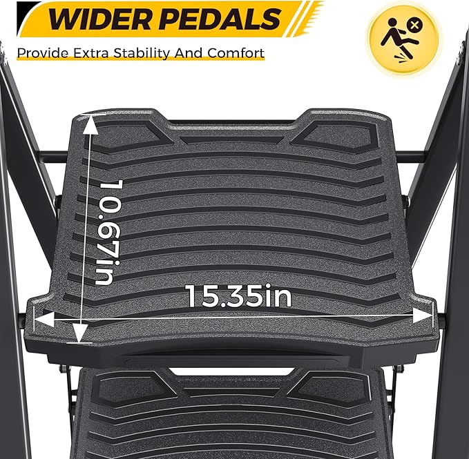 KINGRACK 4 Step Ladder 800lb Capacity, Folding Step Stool with Wide Anti-Slip Pedal & Safety Handrails, Lightweight Steel Ladder for Kitchen, Pantry, Office, Black