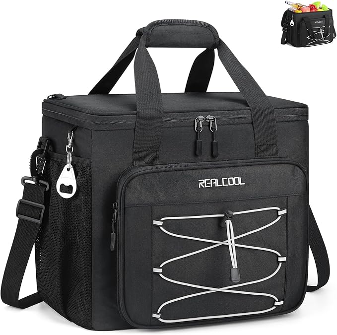RealCool Soft Cooler Bag 35/45Can, Collapsible Cooler Insulated Leak Proof, Large Lunch Box for Men Women, Soft-Sided Cooler for Picnic, Grocery, Beach, Camping, Travel