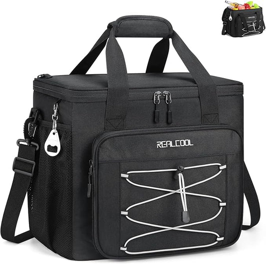 RealCool Soft Cooler Bag 35/45Can, Collapsible Cooler Insulated Leak Proof, Large Lunch Box for Men Women, Soft-Sided Cooler for Picnic, Grocery, Beach, Camping, Travel