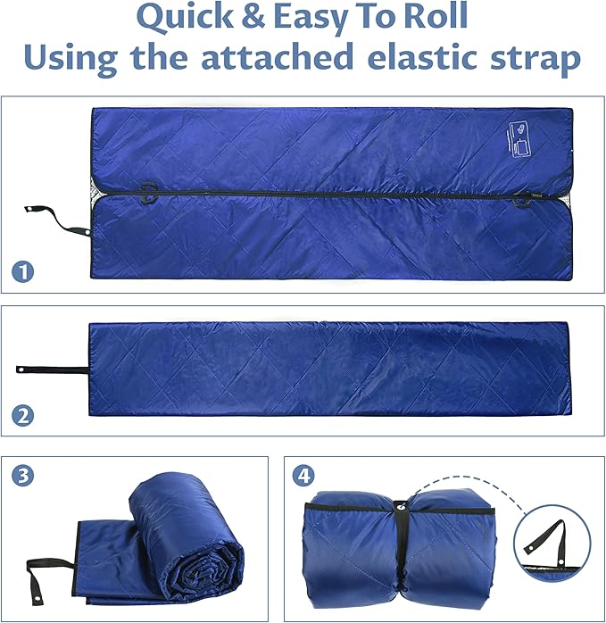 Tirrinia Waterproof Outdoor Blanket with Sherpa Lining, Windproof Triple Layers Warm Comfy Foldable for Camping Stadium, Beach, Picnic, Grass, Concerts, Car, Dog, 51''X 59'' & 59''X 80''