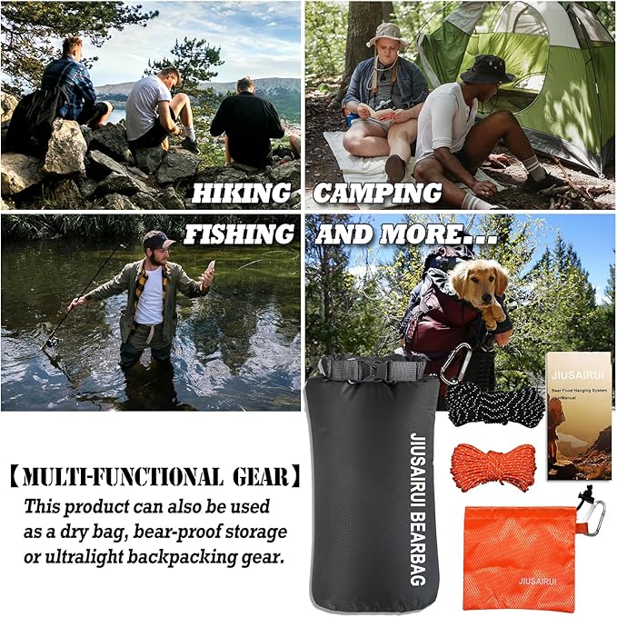 6.7Oz Ultralight Bear Bag Hanging Kit: 30D Waterproof Bear Proof Food Storage for Backpacking and Camping Alternative to Bear Canister (5L)