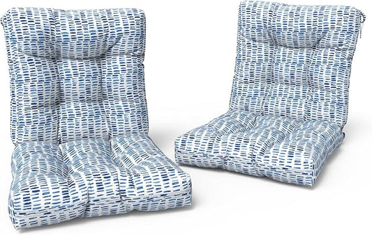 LVTXIII Outdoor Adirondack Chair Cushions, L42 x W21 x H4 Patio Tufted Low Back Cushions, Seasonal Replacement Rocking Chair Cushion for Home Garden Furnitue, Set of 2, Pebble Blue