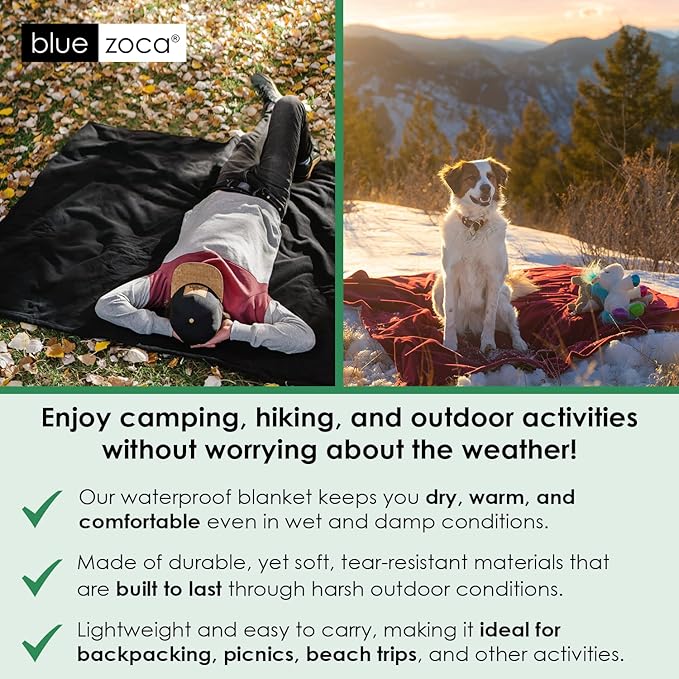 Beach Blanket Waterproof Sandproof Waterproof Blanket for Camping, Hiking, Outdoor Sporting Events, Picnics & More | Machine Washable & Pet Friendly | Travel Size - 65x50in Gray