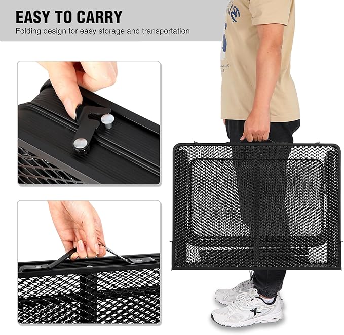 RedSwing Folding Grill Table with Extension Space, Adjustable Height Portable Large Stand Camp Table for Outdoor Indoor Camping Picnic BBQ, Black with Side Panels