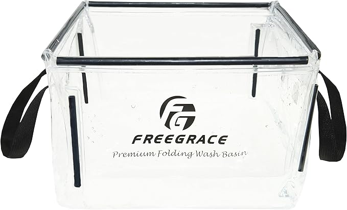 Freegrace Premium Folding Wash Basin - Collapsible Water Sink Container - Lightweight & Durable Transparent Plastic - Wash Dishes Everywhere - Suitable for Camping & Outdoor Activities