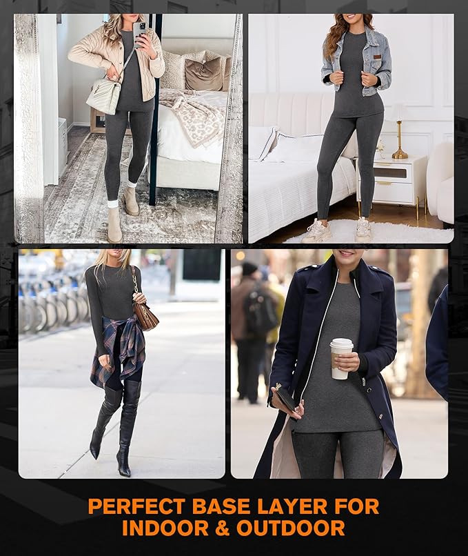 BESTENA Thermal Underwear for Women Base Layer Cold Weather Thermal Set Long Johns Women Thermal Set