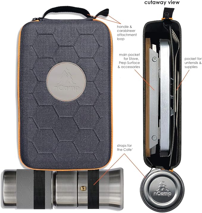 nCamp - Camping Stove Bag, Backpacking Stove Carrying Case for Camping Accessories, Compact & Lightweight, 12 x 7.5 x 3 inches