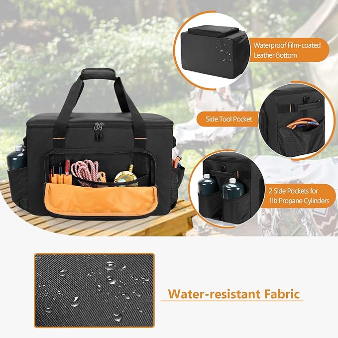 Camping Organizers and Storage, 4 Pcs Camping Packing Cubes with Carrying Bag for Easy Storage and Transport, 5-in-one Tactical Bag with Hard Bottom, Patented Design