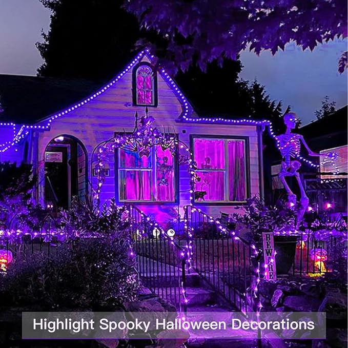 suddus Hallowee Purple Lights Battery Operated, 66ft 200 LED Twinkle Lights Battery Operated, Purple Fairy Lights for Christmas Tree, Garland, Bedroom, Backyard, Porch, Yard, Party Decorations