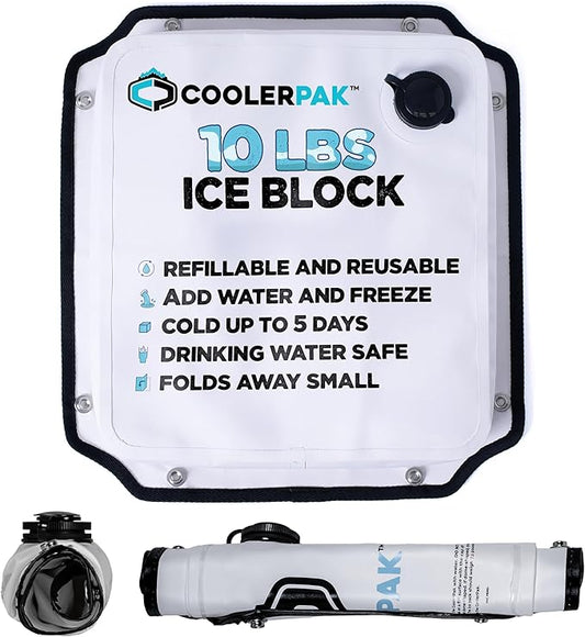 7lb, 10lb, 15lb Refillable Reusable Ice Pack – Stays Cold for Days – Non-Toxic, Leakproof, and Suitable for Potable Drinking Water – Built Tough, Rolls Up for Easy Storage