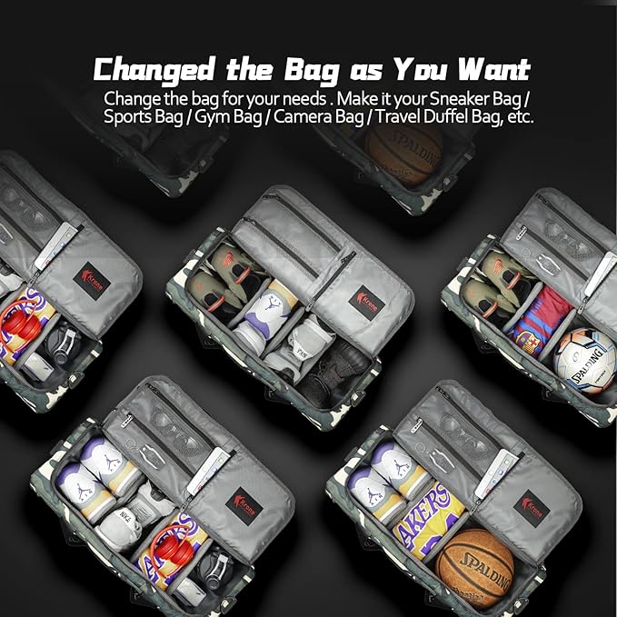 Sneaker Bag for Travel/Sneakerhead gift/Outdoor Sports Bag/Gym Bag /, A Multi-functional Travel Duffel Bag with 3 Adjustable Dividers, & Shoulder Strap,Made of Nylon, by Krone Kalpasmos-classic