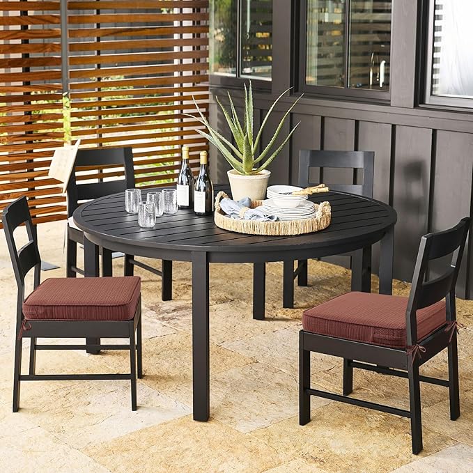 Outdoor Square Corner Seat Cushion, 18.5"x16"x3", Set of 4, Non Slip Seat Cushion Pads with Removable Cover for Patio Furniture, Garden Yard Lawn, Dark Yellow Tan Stripe