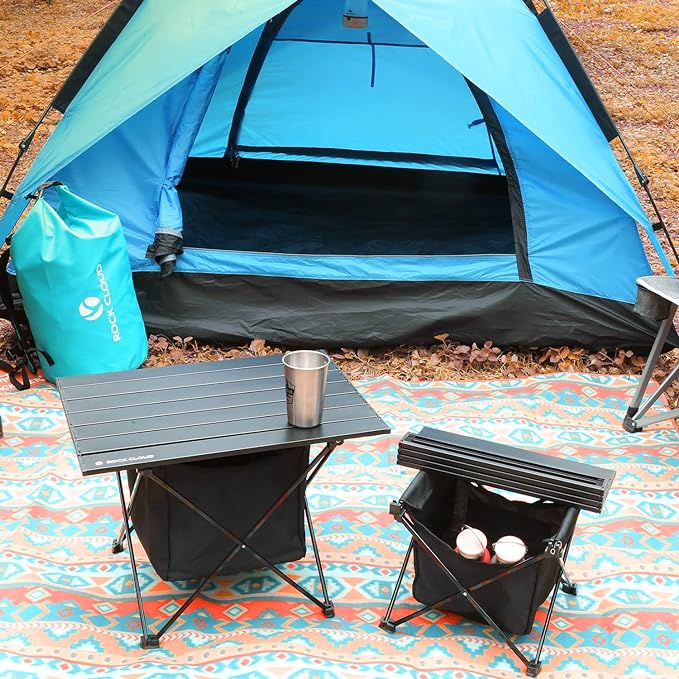 ROCK CLOUD Portable Camping Table Ultralight Aluminum Camp Table with Storage Bag Folding Beach Table for Camping Hiking Backpacking Outdoor Picnic, Size M
