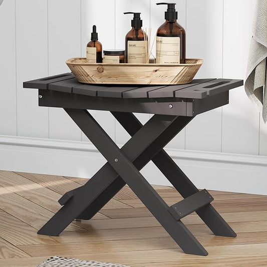 Urban Nest HDPE Folding Shower Stool, Non-Slip Bath Stool for Bathtub Steps, Lightweight and Waterproof (300lb Capacity)