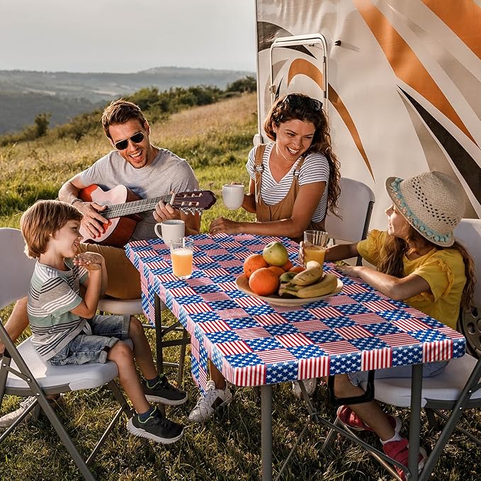 72In Picnic Table Cover with Bench Covers Fitted Stain Resistant Rectangular Table Cloth Campers Patio Garden Vacation Gear Cool Gifts for 40th 50th 60th 70th Grandparents Grandma Grandpa