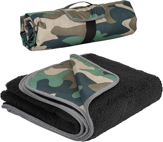 Tirrinia Large Waterproof Outdoor Blanket, Soft Warm Windproof Stadium Blanket with Sherpa Fleece and Foldable for Outdoor Sport, Baseball, Football, Beach, Concerts, Car