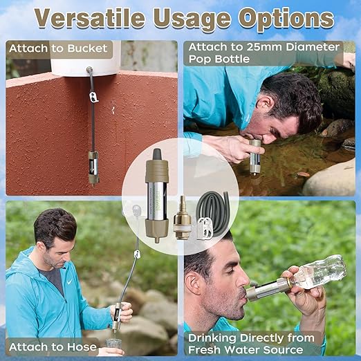 Miniwell L630 Portable Water Filter with Upgraded Vacuum Packaging - 25 Year Storage, Long Lasting and Versatile Usage Options, Single