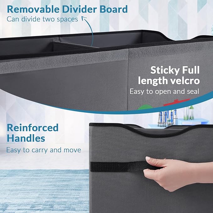 Toy Box Chest, Collapsible Sturdy Storage Bins with Lids, Extra Large Kids Toy Storage Organizer Boxes Bins Baskets for Kids, Boys, Girls, Nursery Room, Playroom, Closet (A-TBX-GRAY-MULTI)