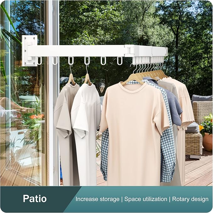 Clothes Drying Rack,Laundry Drying Rack,Clothes Rack Wall Mount,Wall Mounted Clothes Hanger Rack,Laundry Rack Folding,Retractable Clothing Rack,Collapsible Clothes Hanging Rack(Loop,White)