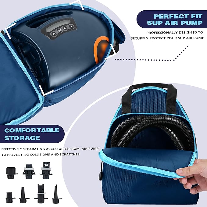Carrying Waterproof Bag Compatible with OutdoorMaster Paddle Board Pump The SHARK/The Dolphin SUP Pump, Electric air pump bag Portable Storage Pocket for Paddle Board Accessories(Box Only)