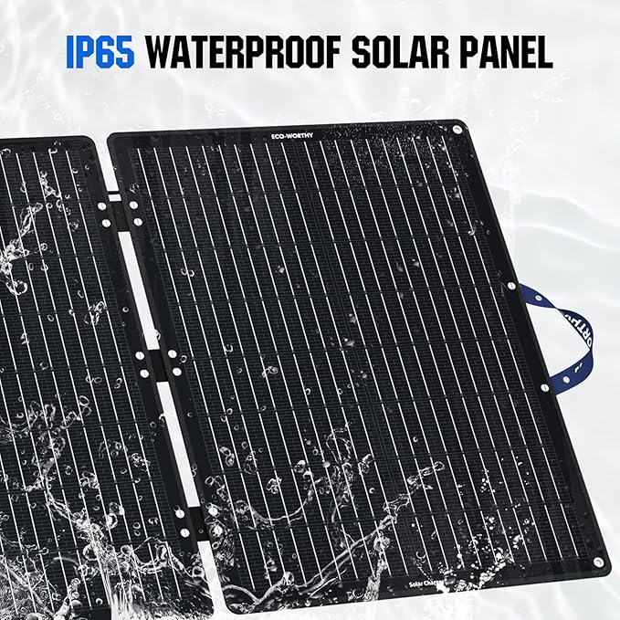 ECO-WORTHY 100W Portable Solar Panel with PWM Solar Charge Controller 30A, Foldable Solar Panel Kit Adjustable Kickstand IP65 Waterproof for Power Station Camping RV Travel Trailer